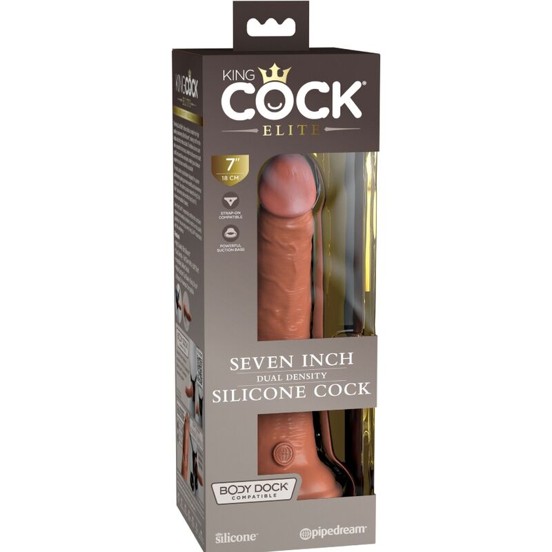 KING COCK - DILDO DE SILICONE REALISTA ELITE 17,8 CM CARAMELO