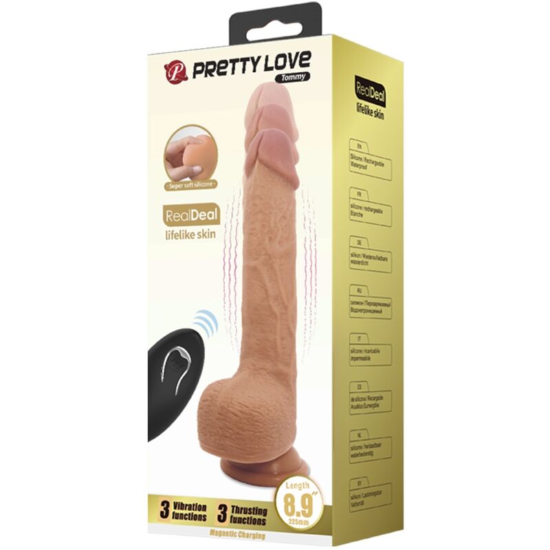 PRETTY LOVE - TOMMY VIBRADOR DILDO REALÍSTICO DE 22,5 CM