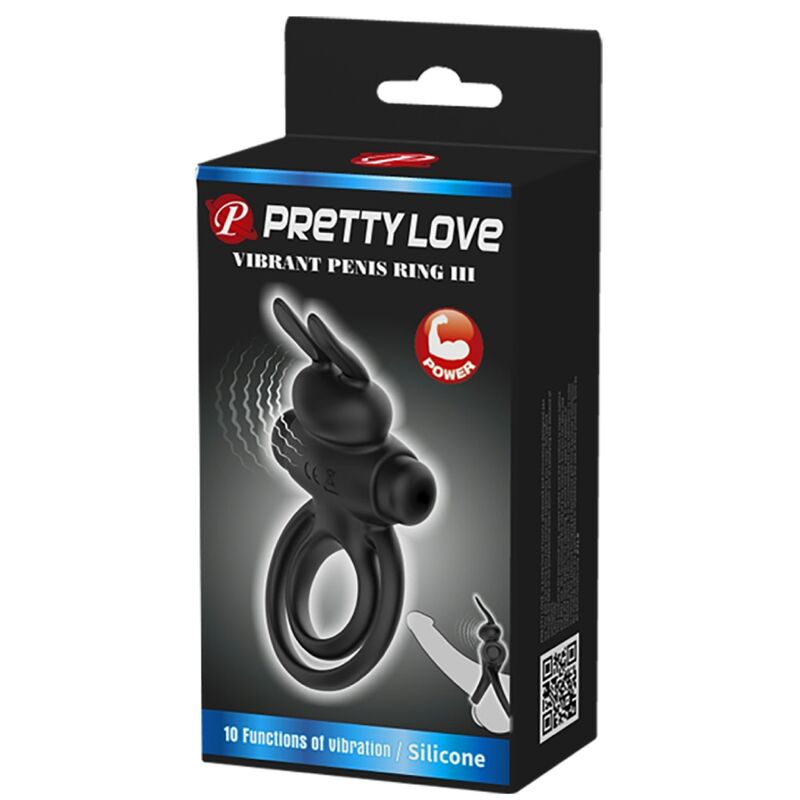 PRETTY LOVE - ANEL VIBRADOR COELHO III PARA PÊNIS PRETO