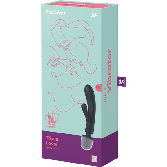 SATISFYER - TRIPLE LOVER MASAJEADOR VIBRADOR COELHO ROSA