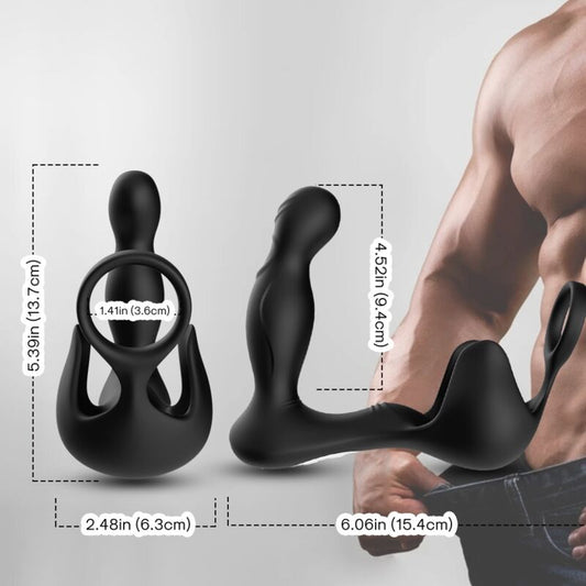 ARMONY - VIBRADOR ANAL SURROUND E ESTIMULADOR DE TESTICULO E ANEL DE CONTROLE REMOTO PRETO