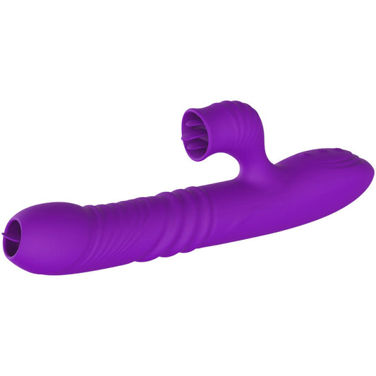 ARMONY - VIBRADOR DE COELHO COM PONTO G COMPLETO E EFEITO DE CALOR ROXO ESTIMULANTE NA LÍNGUA