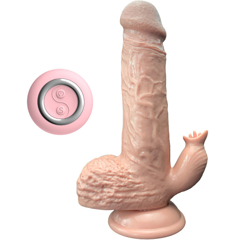 ARMONY - VIBRADOR REALÍSTICO E DILDO THRUSHING COM ESTIMULADOR DE LÍNGUA 19 CM