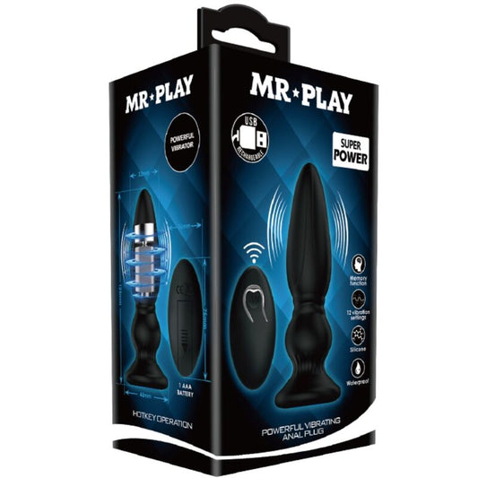MR PLAY - VIBRADOR DE CONTROLE REMOTO PODEROSO PLUG ANAL PRETO