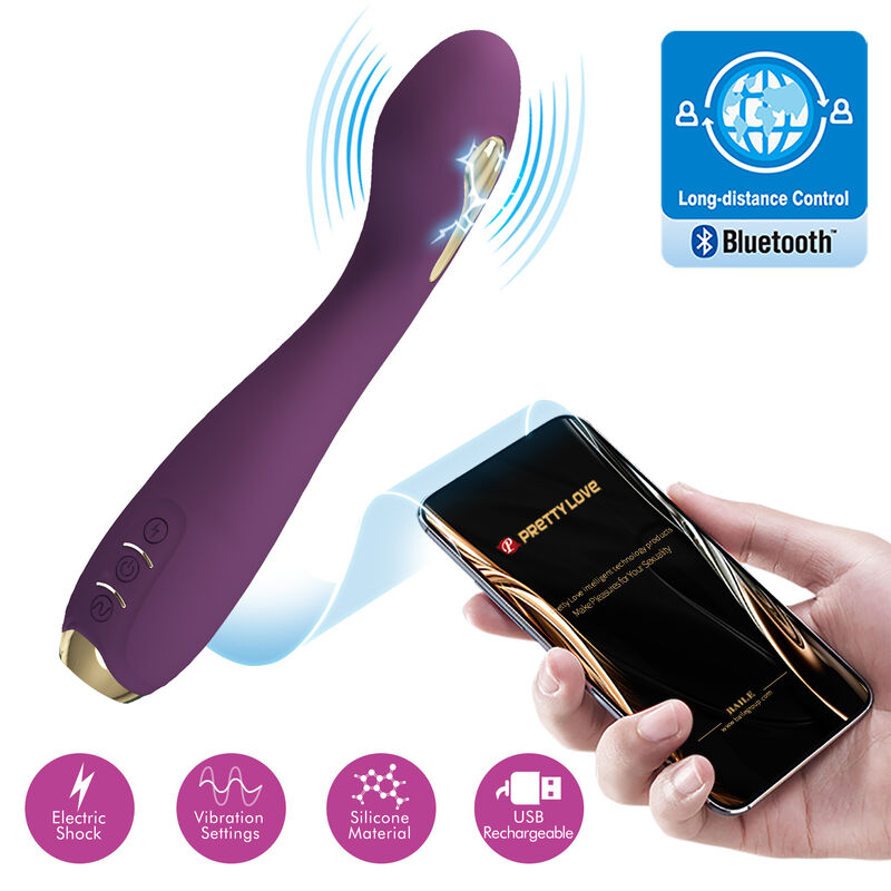PRETTY LOVE - VIBRADOR HECTOR ELETROCHOQUE POR APP CONTROL ROXO