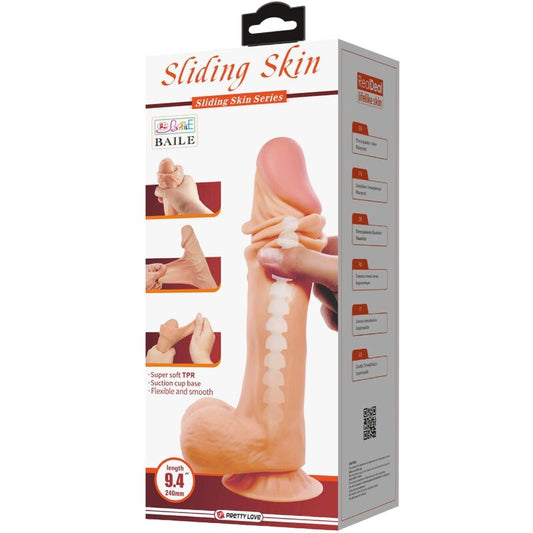 PRETTY LOVE - SÉRIE SKIN DESLIZANTE DILDO REALISTA COM VENTOSA PELE DESLIZANTE 24 CM