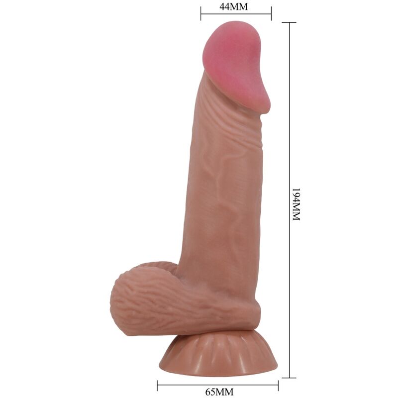 PRETTY LOVE - SLIDING SKIN SERIES REALISTIC DILDO WITH SLIDING SUCTION CUP BROWN SKIN 19.4 CM