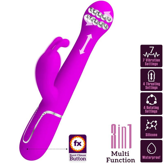 PRETTY LOVE - DEJON RABBIT 3 EM 1 VIBRADOR MULTIFUNCIONAL ROXO