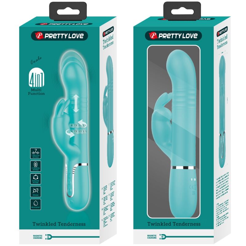 PRETTY LOVE - VIBRADOR COALE RABBIT COM CONTAS VERDE ÁGUA