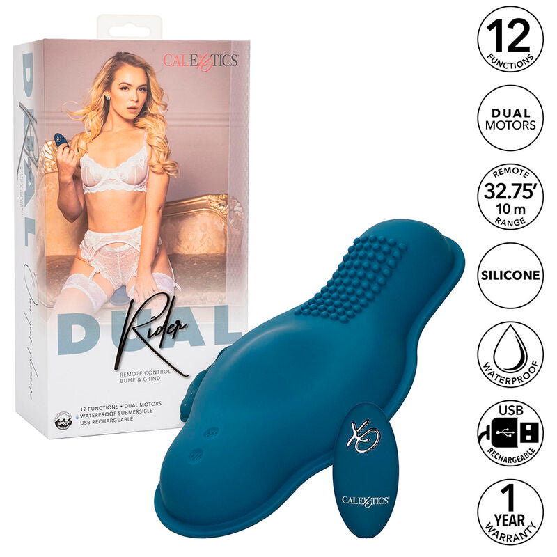CALEXOTICS - CONTROLE REMOTO RIDER MASSAGER DUAL MOTOR AZUL