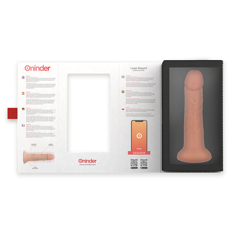 ONINDER - GRANDE DILDO VIBRADOR BOGOTÁ 9 VELOCIDADES NATURAL 22 CM -O- 4,5 CM - APLICATIVO GRÁTIS