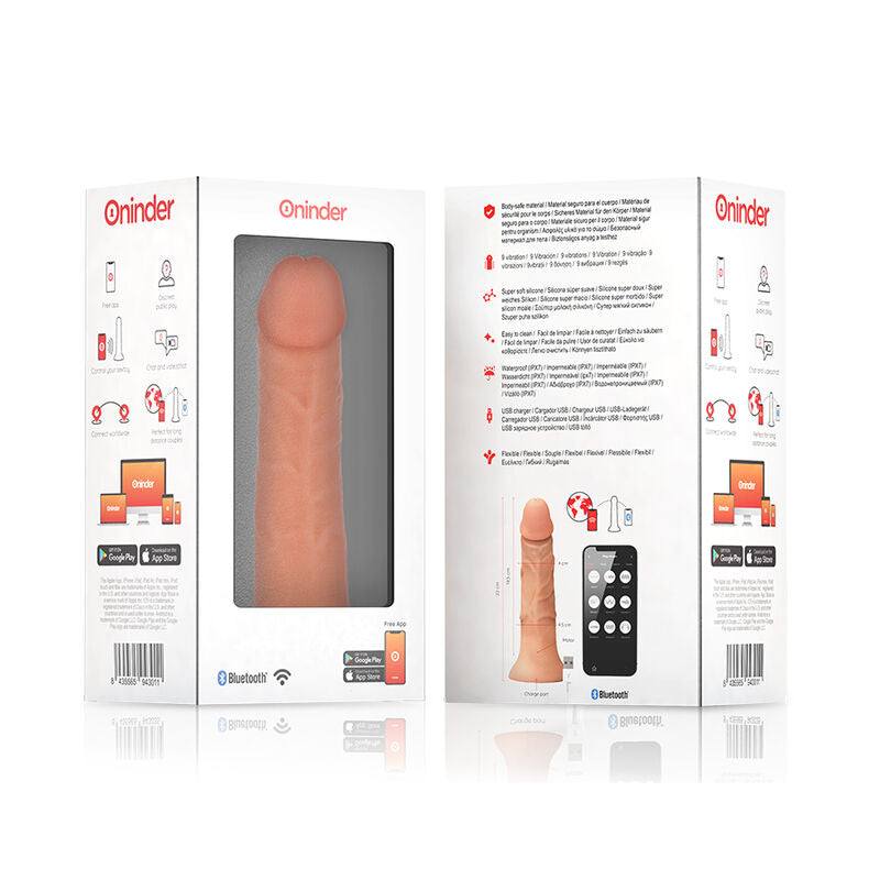ONINDER - GRANDE DILDO VIBRADOR BOGOTÁ 9 VELOCIDADES NATURAL 22 CM -O- 4,5 CM - APLICATIVO GRÁTIS
