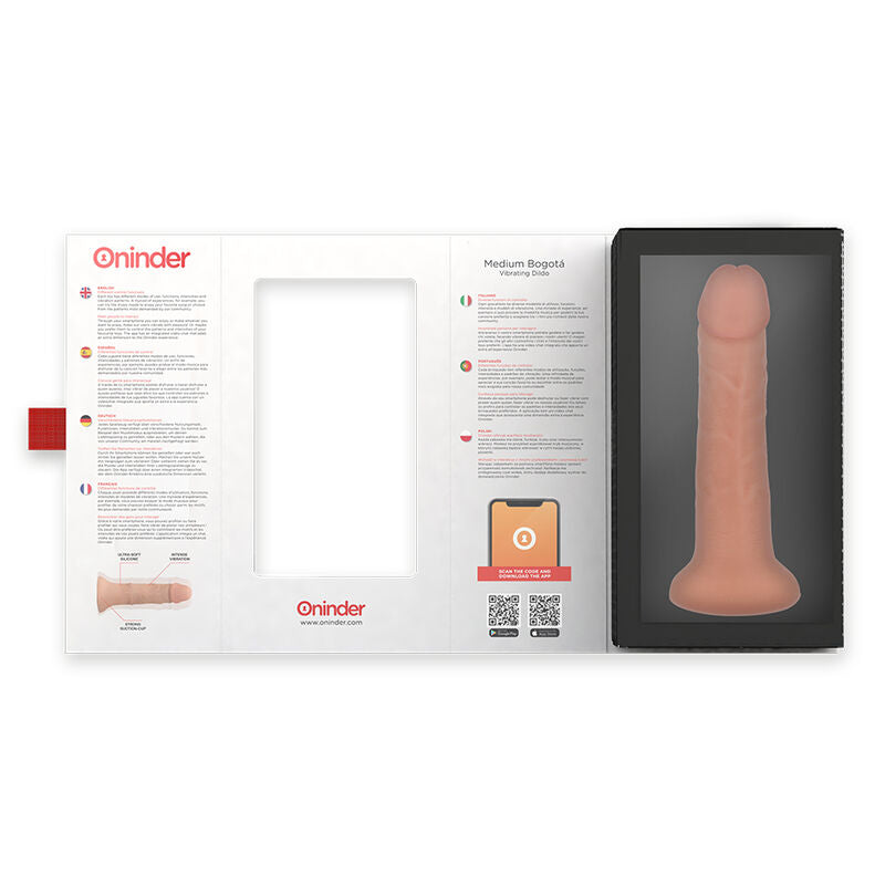ONINDER - BOGOTÁ VIBRADOR MÉDIO DILDO 9 VELOCIDADES NATURAL 20 CM -O- 4,2 CM - APLICATIVO GRÁTIS