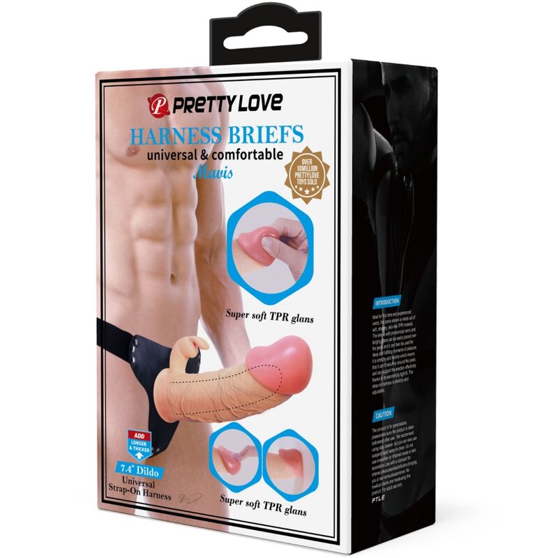 PRETTY LOVE - CALCINHA MAVIS UNIVERSAL COM DILDO NATURAL DE 19 CM