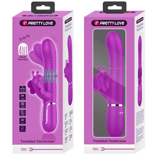 PRETTY LOVE - VIBRADOR COELHO MULTIFUNCIONAL 4 EM 1 BORBOLETA FÚCSIA