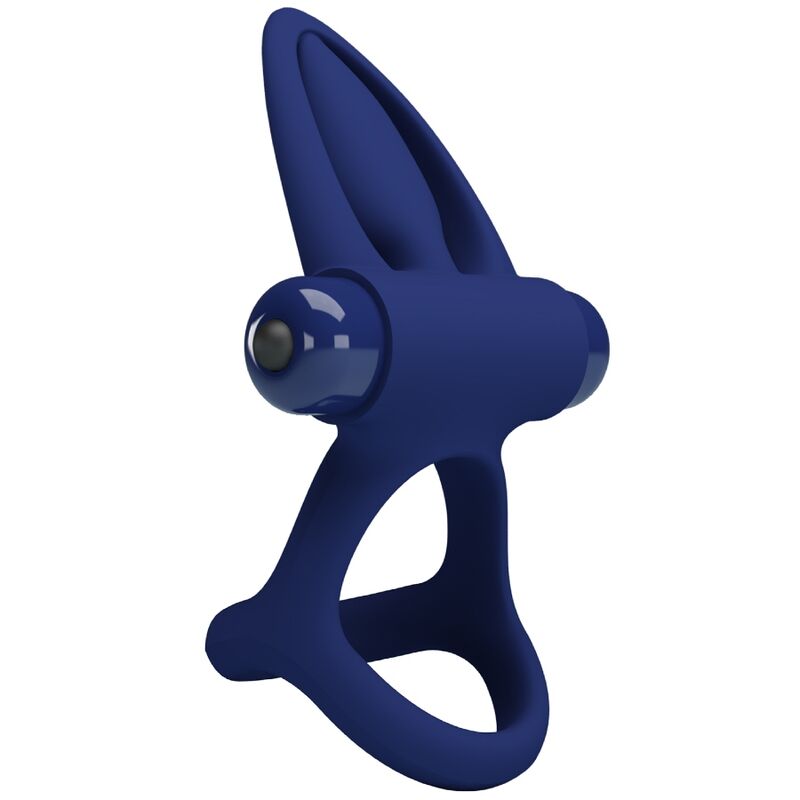 PRETTY LOVE - MATTE DOUBLE RING WITH VIBRATION & STIMULATOR BLUE