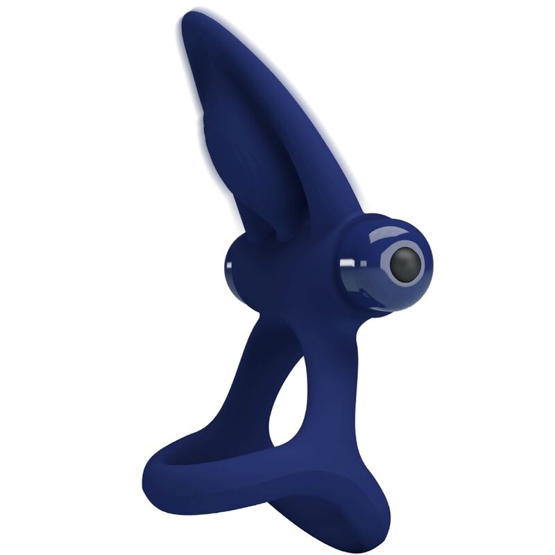 PRETTY LOVE - MATTE DOUBLE RING WITH VIBRATION & STIMULATOR BLUE