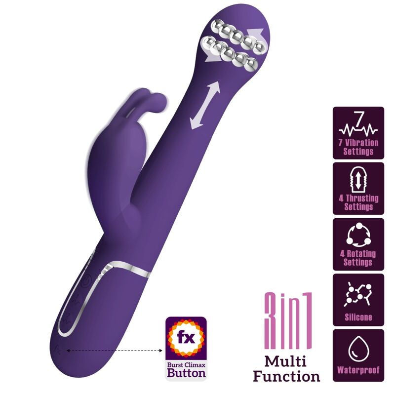 PRETTY LOVE - DEJON 3 EM 1 MULTIFUNCIONAL RABBIT VIBRADOR ROXO