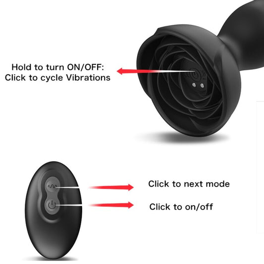 ARMONY - EXTREME A BLOOM VIBRADOR ROSA E PLUG ANAL COM CONTROLE REMOTO PRETO