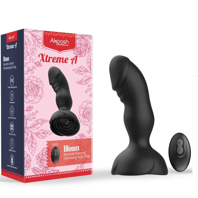 ARMONY - EXTREME A BLOOM VIBRADOR ROSA E PLUG ANAL COM CONTROLE REMOTO PRETO