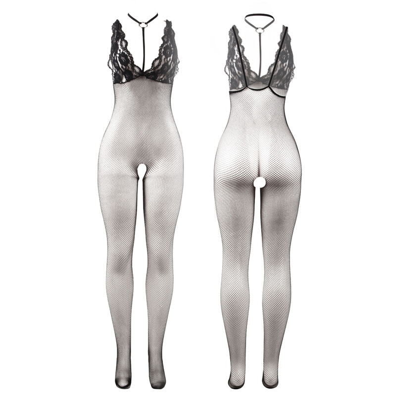 SUBBLIME - 951993 BODYSTOCKING PRETO DE MALHA TRANSPARENTE SEM PELO TAMANHO ÚNICO