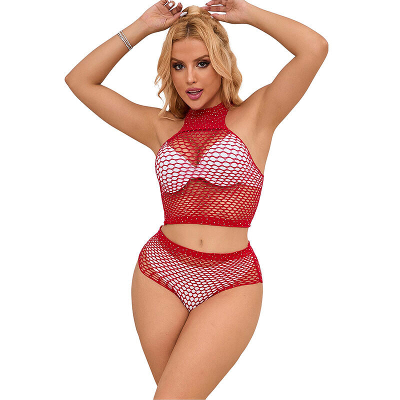 SUBBLIME - 952402 PINK DIAMOND FISHNET SET ONE SIZE