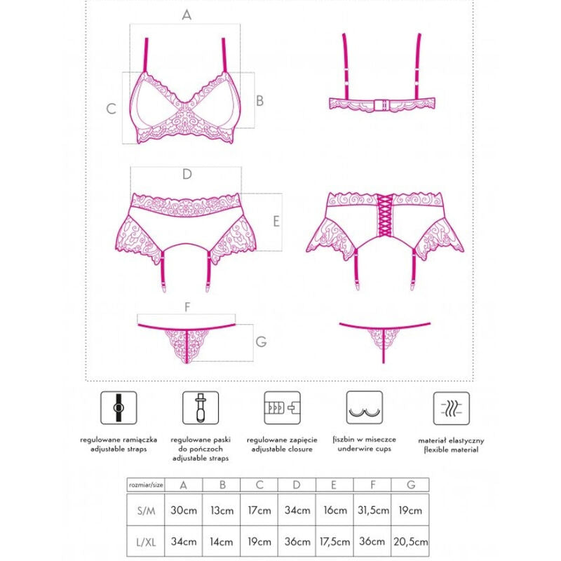 LIVCO CORSETTI FASHION - NAHIR LC 20214 SUJETADOR + CALCINHA + LIGUERO S/M