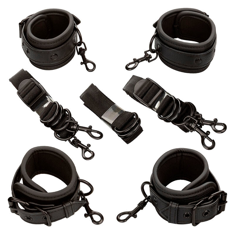 CALEXOTICS - NOCTURNAL ADJUSTABLE BED BELT IN BLACK LEATHER