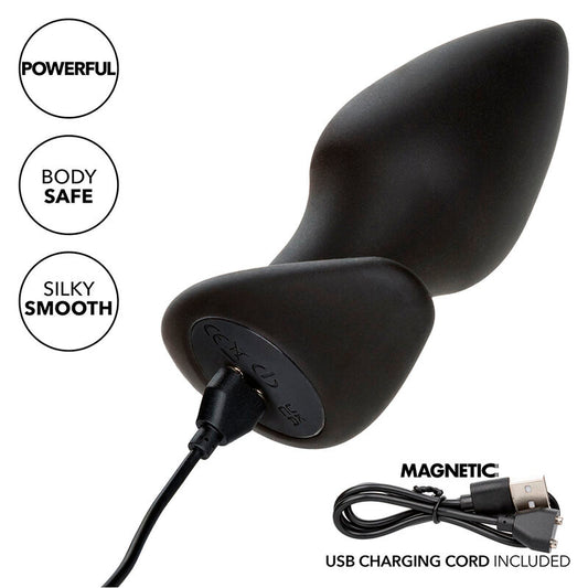 CALEXOTICS - PLUG ANAL PERFEITO ROCK BOTTOM 10 VIBRAÇÕES SILICONE PRETO
