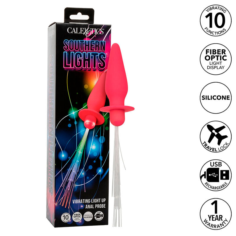 CALEXOTICS - SOUTHERN LIGHTS LIGHT UP ANAL PLUG 10 VIBRATIONS PINK SILICONE