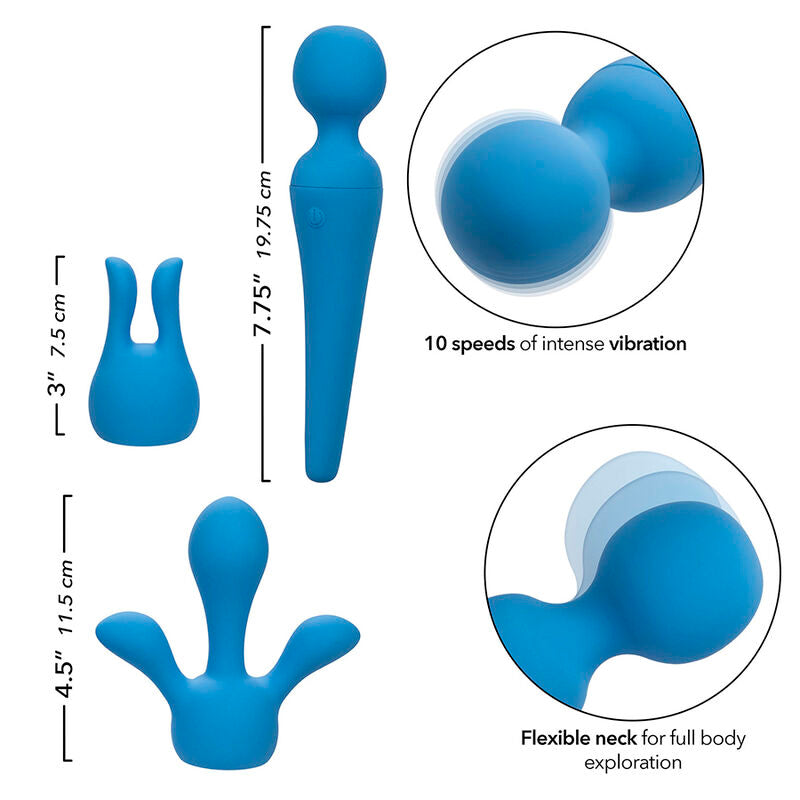 CALEXOTICS - KIT VIBRADOR COUTURE WAND 10 VIBRAÇÕES AZUL