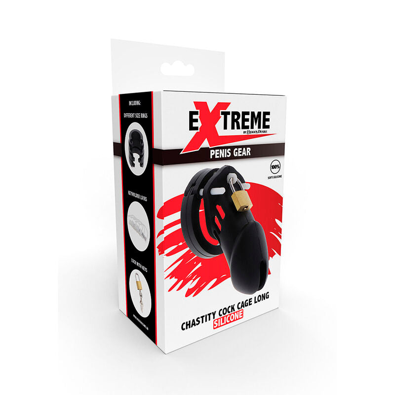 HIDDEN DESIRE - GAIOLA DE CASTIDADE EXTREMA DE SILICONE TAMANHO L PRETA