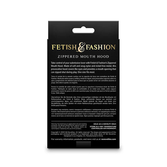 NS NOVELTIES - FETISH & FASHION BLACK NYLON ZIPPERED BALACLAVA