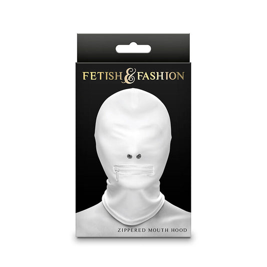 NS NOVELTIES - FETISH & FASHION CLOSED MOUTH HOOD WITH ZIPPER WHITE NYLON