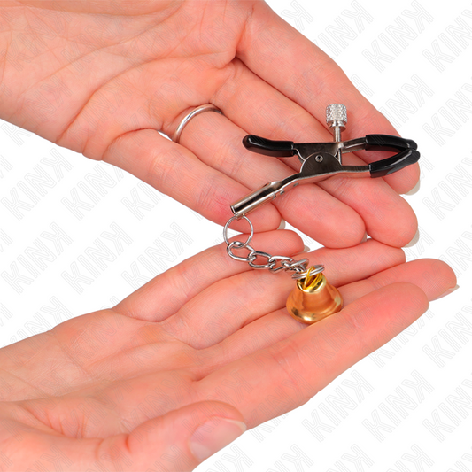 KINK - PINÇAS DE TELEMÔNIO COM PINGENTE DE SINO DOURADO 6 CM
