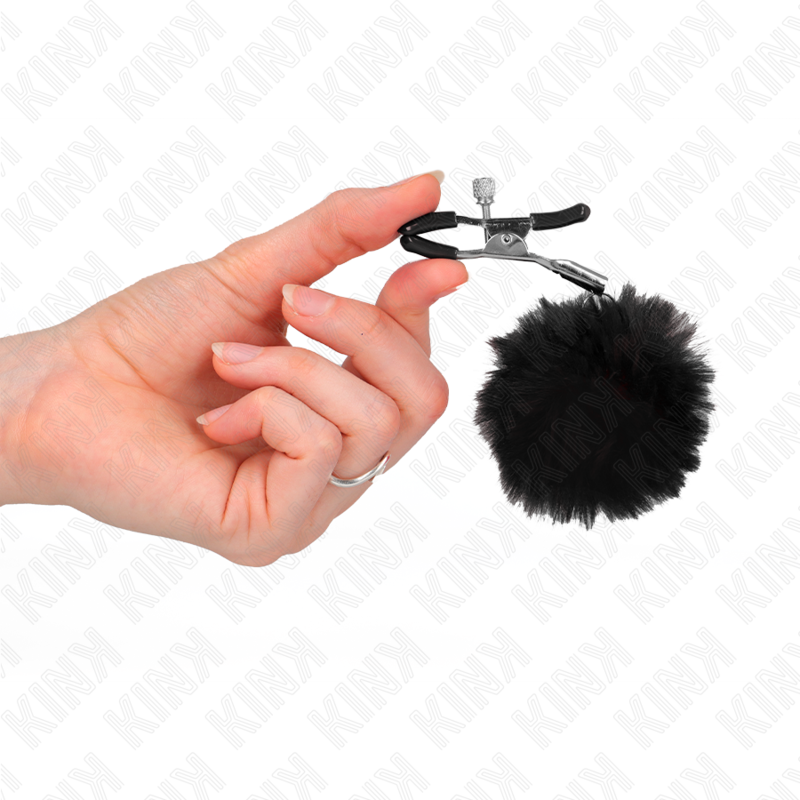 KINK - Grampo de bola de pelo sintético preto METON 6 cm