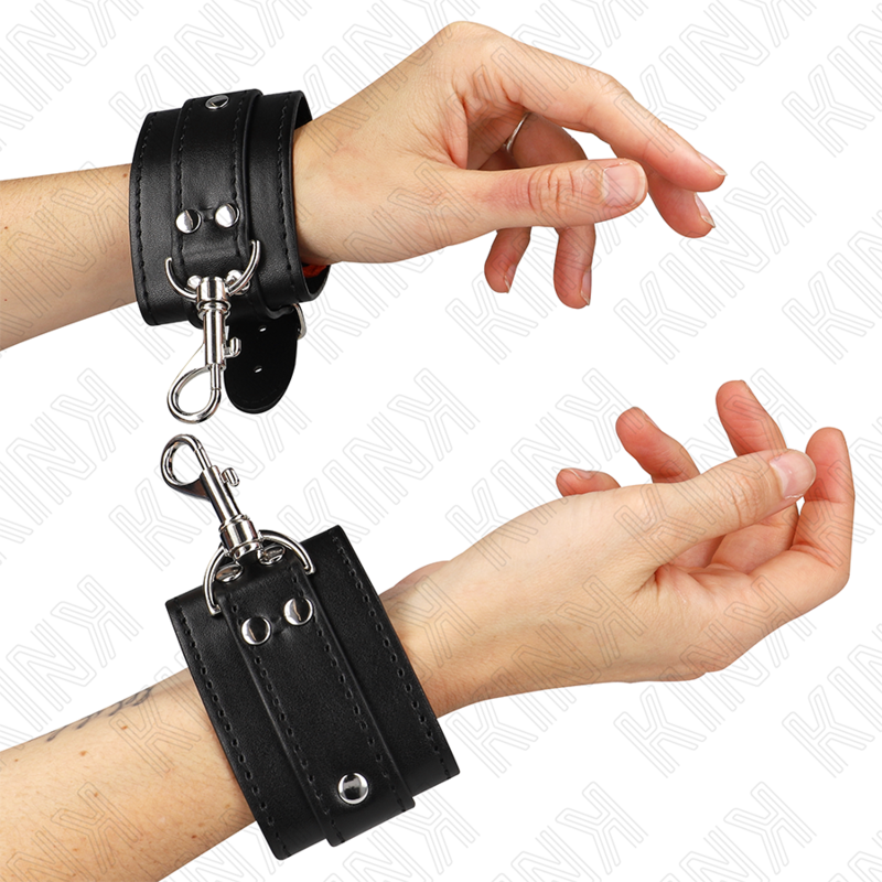 KINK - DUNGEON BLACK LOCKING WRIST CUSHIONS ADJUSTABLE 21-28 CM X 5.5 CM