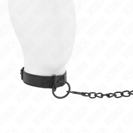 KINK - COLEIRA ESCURA COM GUIA 65 CM AJUSTÁVEL 37-54 CM X 3 CM