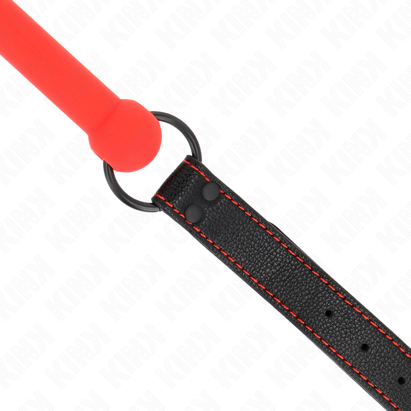 KINK - MORDAÇA DE OSSO COM TIRA DE COURO VERMELHO AJUSTÁVEL 41-57 CM