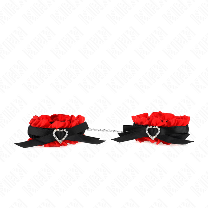 KINK - PULSEIRAS DE RENDA ELÁSTICA COM DETALHES DE CORAÇÃO VERMELHO AJUSTÁVEIS 22-35 CM
