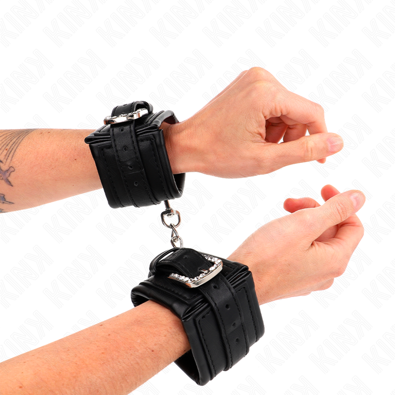 KINK - PULSEIRAS COM FIVELA DE STRASS PRETO AJUSTÁVEIS 25-32 CM X 5,5 CM