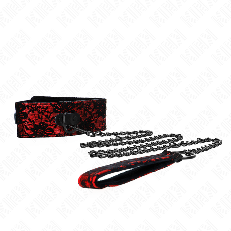 KINK - LACE COLLAR WITH BELT WITH GENUINE LEATHER BELT 105 CM / 44 X 5.5 CM
