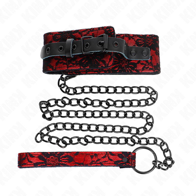 KINK - LACE COLLAR WITH BELT WITH GENUINE LEATHER BELT 105 CM / 44 X 5.5 CM