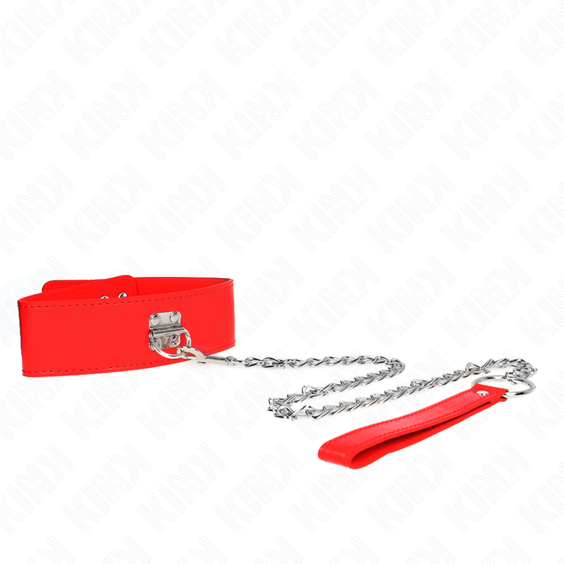 KINK - COLLAR WITH BELT 65 CM WITH WIDE RED ADJUSTABLE BRACELET 33.5-41 CM X 5 CM