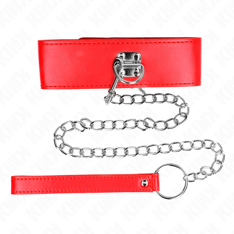 KINK - COLLAR WITH BELT 65 CM WITH WIDE RED ADJUSTABLE BRACELET 33.5-41 CM X 5 CM