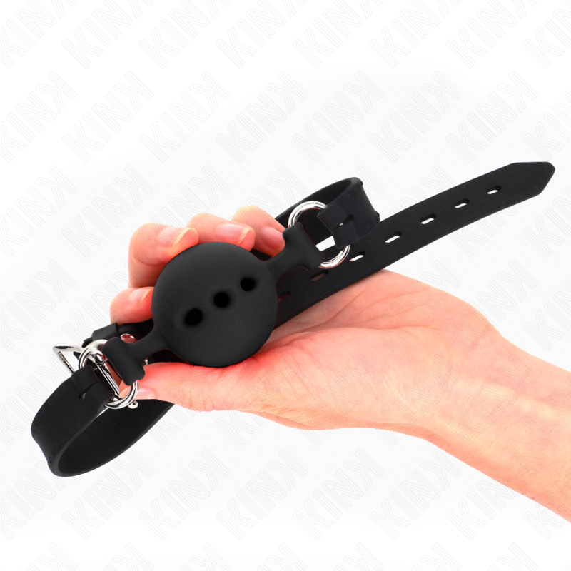 KINK - BASTÃO DE SILICONE INTEIRO 55 x 2 CM COM BOLA DE 5 CM TAMANHO L PRETO AJUSTÁVEL 35-51 CM