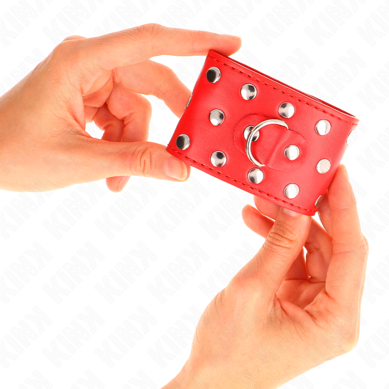 KINK - WRIST RESTRAINTS WITH SNAP CLOSURE FULL OF RED RIVETS ADJUSTABLE 19-24 CM X 5.5 CM