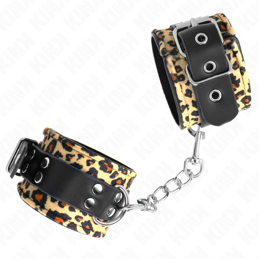 KINK - Contenção de pulso ajustável em couro de leopardo genuíno 18-29 cm x 5,5 cm
