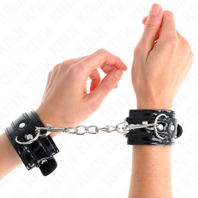 KINK - ADJUSTABLE SHINY NEOPRENE CUFFS 17-24 CM X 4.5 CM
