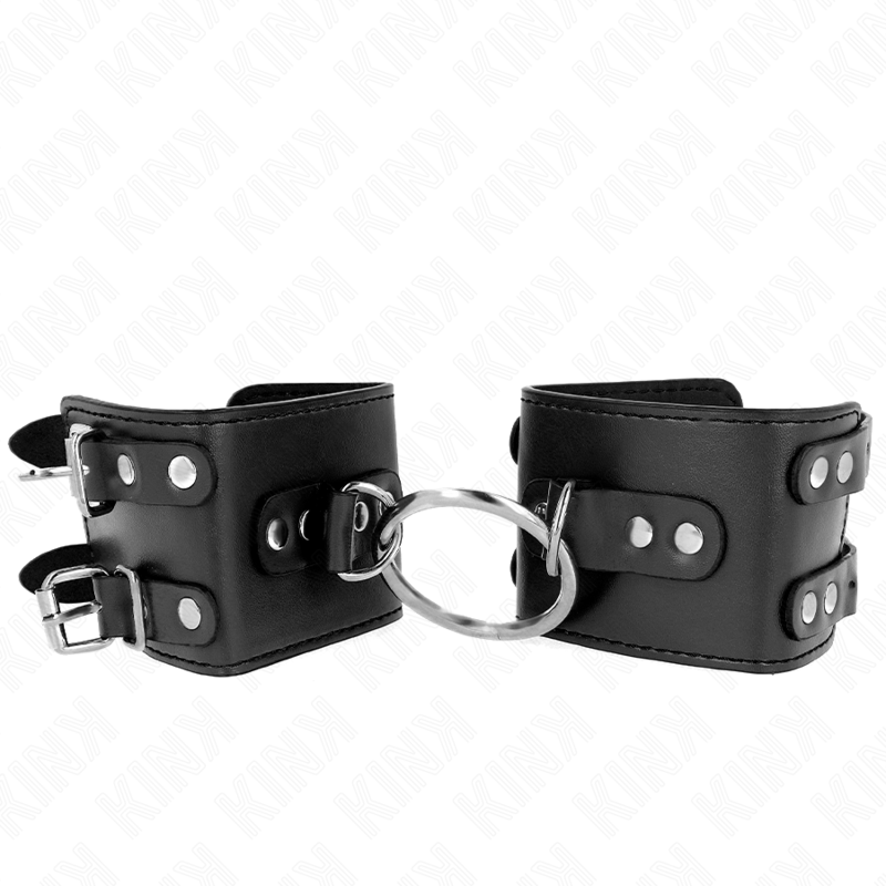 KINK - Restrições de pulso fixas com anel ajustável e pinos pretos 17-22 cm x 6,5 cm